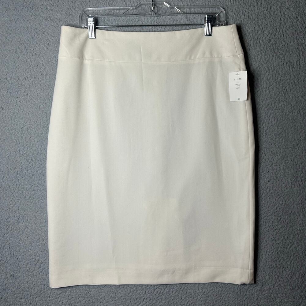 Atelier Skirt Womens‎ 12 Cream Back Zip Mini Pencil Skirt Career Event NEW